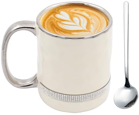 400ml tazza di caffè in ceramica, tazza cappuccino set con cucchiaio e maniglia, tazza di ceramica fatta a mano extra spessa parete moderna tazza di caffè tè set lavastoviglie sicuro, regalo per l'uff