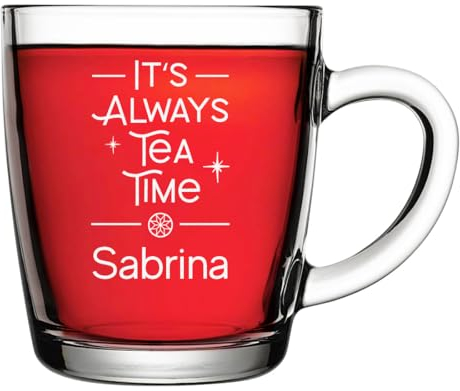 polar-effekt Teeglas 340 ml mit personalisiert Gravur - BPA-freie Teetasse mit Namen - Trinkglas für Kaffee, Tee und Cappuccino - extrem hitzebeständig