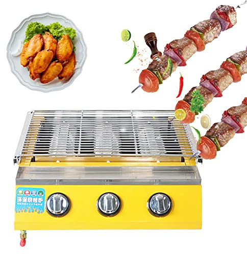 Gril À Gaz Portable En Acier Inoxydable, Barbecue Au Propane À 3 Brûleurs, Gril À Gaz En Acier Inoxydable Pour Équipement De Restaurant, Barbecue, Pour L'Extérieur, Table, Comptoir,Yellow-45.5x40x20cm