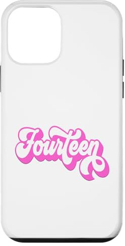 Custodia per iPhone 12 mini 14° compleanno ragazza festa Groovy rosa caldo retrò quattordici ragazza