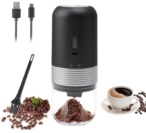 Nicoone Molino de Café Eléctrico Portátil, Inalámbrico, Molinillo Cerámico, para Espresso, Café Filtrado y Cafetera Francesa, Negro