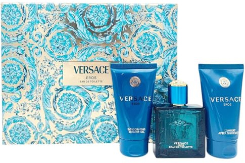 Versace Eros Geschenkset für Herren: Eau de Toilette, After Shave Balm und Duschgel 50 ml