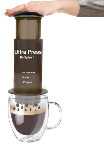 EPISENT Ultra Press, Portable Manual Coffee & Espresso Maker, 300ml Travel | Portable French Press, Manual Espresso Brewer, Compact Travel, For Americano, Latte, Cappuccino