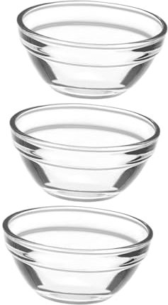 ZhangJJJJJJJ 3 mini cuencos de vidrio transparente, redondos, 6 cm x 6 cm x 3 cm, aptos para microondas y lavavajillas, cuencos de postre