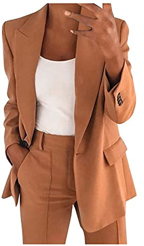 Damen Blazer Sportlich Elegant, Jackett Damen Frühling Sweatblazer, Einfarbig Slim Fit Open Front Blaser Jacke Blazer Kurz Oversize Damen Basic Vintage Boucle Blazer Damen Große Größen Anzug Frühjahr