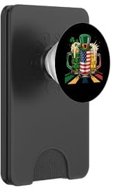 Chope à bière irlandaise Drapeau USA Trèfle Jour de la Saint-Patrick PopSockets PopWallet pour MagSafe