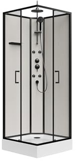 Vente-unique - Cabine de douche hydromassante en fibre de bambou - Noir mat - L80 x l80 x H225 cm - ARDALI