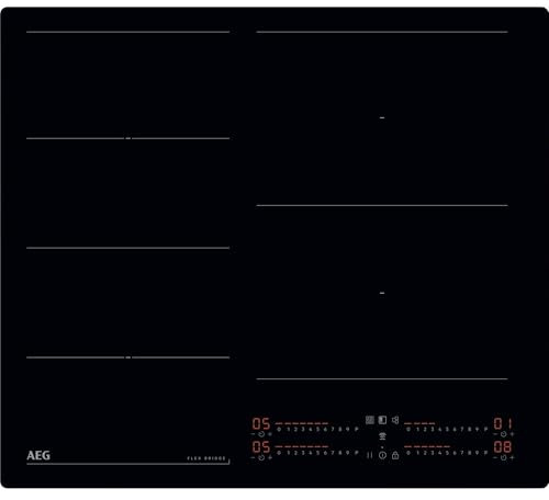 AEG Placa de Inducción TI64IG00IB, 60 cm, 4 Zonas de Cocción, FlexiPuente, Sistema Hob2Hood, Función PowerBoost, Indicador de Calor Residual, Controles Deslizantes Independientes, Sin Marco, Negro