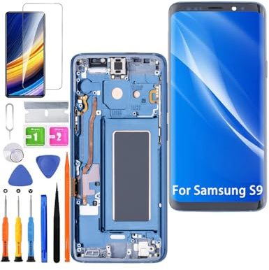 Écran pour Samsung S9 TFT Bleu avec Cadre Sans Empreinte Digitale | avec Kit de réparation，TFT LCD，Affichage HD，Remplacement d'écran,non Courbé,pour Modèle:G960F G960 G960U G960W G9600