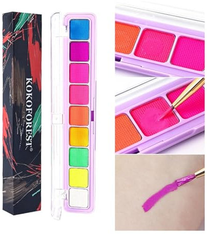 ZZlei2yu-12 Face Paint 9-Farben-Körperfarbe, im Dunkeln leuchtendes Körper-Aquarellfarben-Set, tragbare Gesichtsfarbe Bodypaint
