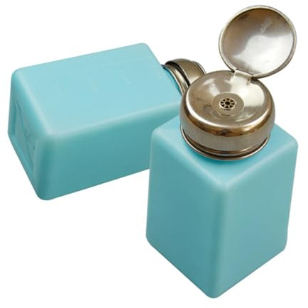 DEARMAMY 200 Ml Pumpflasche aus Kunststoff und Edelstahl Blauer Flüssigkeitsspender für Nagellackentferner mit Antistatischer Funktion Geeignet für Elektronik und Nagelkunst