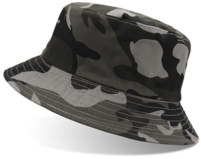 Fischerhüte Herren Damen Anglerhut Bucket Hat Tarnmuster Baumwolle Outdoor | Fischerhüte Unisex Baumwolle Tarnmuster Reversibel,56-60cm Faltbarer Anglerhut,Atmungsaktiv,für Wandern Camping Reisen Angeln