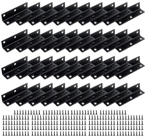 Sileduove Stainless Steel L Brackets for Raised Garden Bed Wood Corner Support 80x20x20mm Black Versatile Usage(10pcs)