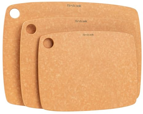 BESTCOOK Holzfaser Schneidebrett 3er-Set, Spülmaschinenfest Chopping Board | Nicht Giftig, Hohe Dichte, Antiporös, BPA-frei, Messerfreundlich, Ideal zum Schneiden von Fleisch, Gemüse, Käse und Brot