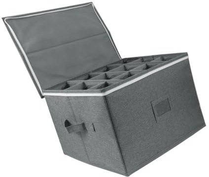 Hkfgdjdl Organizador plegable para copas de vino con compartimentos y asa, soporte de cristal para champán, estuche de almacenamiento rígido apilable