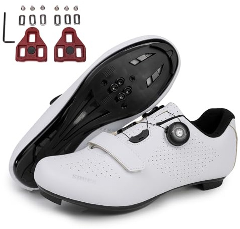 FANSU Fahrradschuhe für Herren und Damen, Weiß Rennradschuhe mit Delta-Cleats, Kompatibel mit Look SPD-SL Delta Lock Pedal Reitschuhe Kompatibel mit Peloton Schuhen