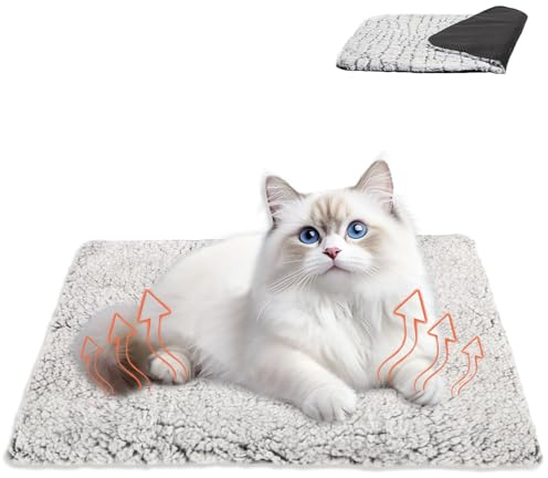 Selbstheizende Decke für Hunde Katzen 70x50cm, Selbstheizende Katzendecke | Grau Haustier Heizkissen Warm Komfortabel, Waschbarer Katzendecke Warmedecke Gerauschdämpfung mit Rutschfester Unterseite