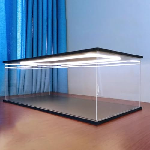 Vibeo Vetrinetta Espositiva Vetrina in Acrilico con Luce LED, Scatola Portaoggetti in Acrilico Apribile, Larghezza 10, 20, 30, 35, 40, 45 cm, Scatola Espositiva Trasparente(25x15x10cm/10x6x4in)