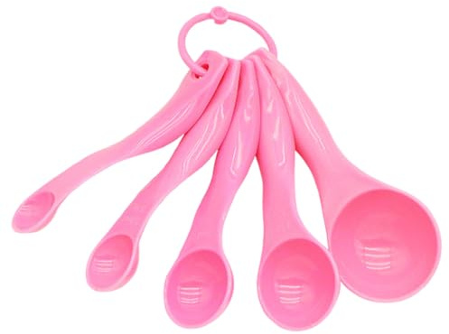 DOKRIN Measuring Spoon Sets, misurini grammi Set di 5 cucchiai dosatori con diverse capacità: 1 g, 2,5 g, 5 g, 7,5 g, 15 g. Strumenti per misurare liquidi e polveri (rosa)