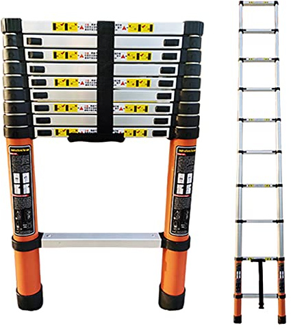Scala telescopica in alluminio, capacità 150 kg, allungabile, leggera, design compatto per una facile conservazione, ideale per tetto, loft, roulotte, mansarda e uso esterno