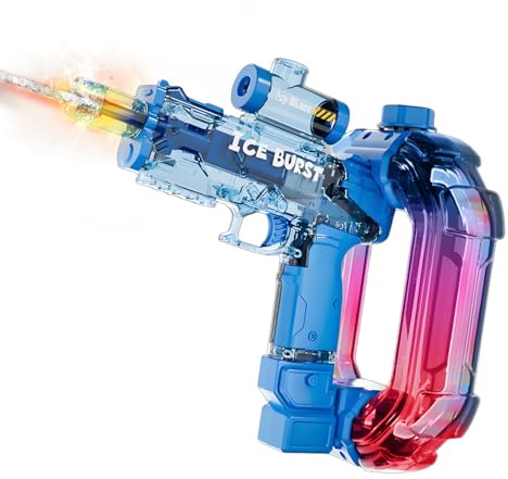 Elektrische Wasserpistole Erwachsene Kinder, Automatische Sprühwasserpistole mit LED-Lichtern, Spielzeug für Sommer-Außen-Pool-Strand-Partys,Ring Blau