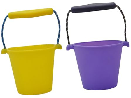 Angoily Tragbarer Faltbarer Silikon Wassereimer 1,5 L mit Verstellbarem Griff Geruchlos und Verschleißfest Outdoor Wasserspielzeug für Beim Camping Strand und Bad Zufällige Farbe