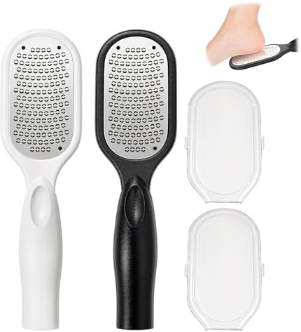Professionell sfot ponce dubbelsidig lime fötter i rostfritt stål fotborste för callus remover effektiv fot hem svart och vit set med 2 st