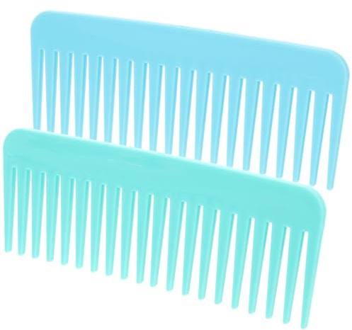 SWETRACE Pettine Districante in Plastica Blu Chiaro e Menta per Chioma Denti Larghi 2 Pezzi senza Manico Pettine da Portatile per Domestico e Saloni al Adatto a Chioma Bagnati e Asciutti