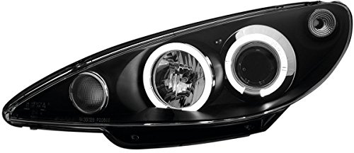 AutoStyle Satz Scheinwerfer passgenau | kompatibel mit Peugeot 206 2002- inkl. GTi 1999- - Schwarz - inkl. Standlichtringen