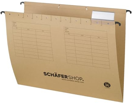 Hängeregister Mappen A4 125 Stück, Hängetaschen für Akten, natronbraun, Hänge- & Einstellmappen mit Beschriftungsschilder, Akten Aufbewahrung, Karton Hängeregister