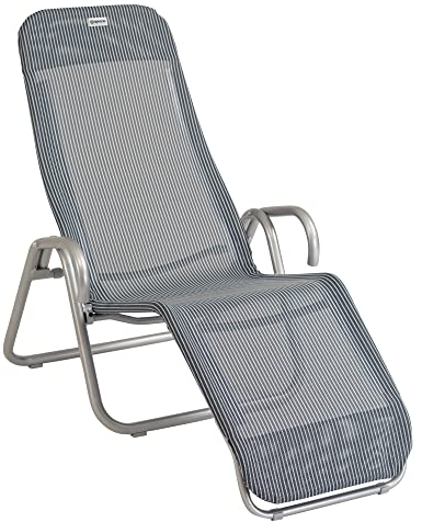acamp Gartenliege klappbar Calypso | Wetterfest beschichtete Sonnenliege Garten | Liegestuhl klappbar mit Bezug aus atmungsaktivem Acatex-Gewebe | Kippliege mit hohem Komfort | Liege in Platin Grigio