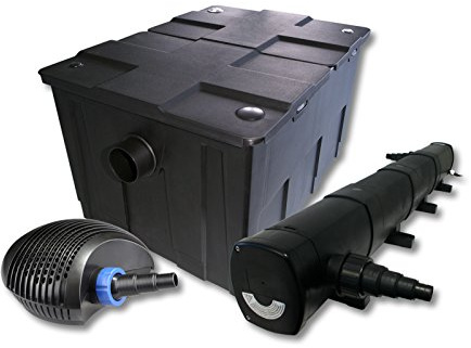 SunSun Kit complet: CBF-550 Filtre de bassin jusqu'à 60000 L Biologique, CTF-6000 SuperECO pompe de filtration 6000l/h 40W, CUV-272 lampe uv UVC Clarificateur avec 72W