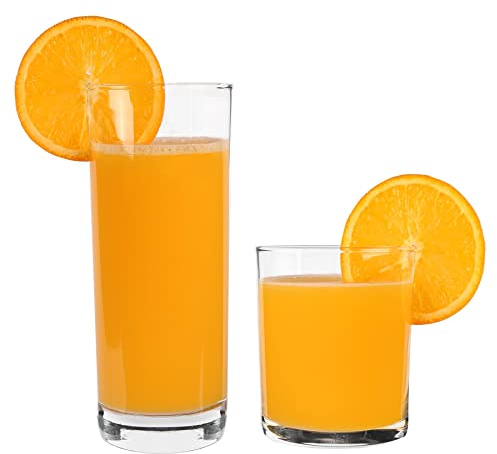 Argon Tableware 12 Piece Classic Glassware Set - Modern Water Juice Glass Drinking Highball Tumblers - Clear