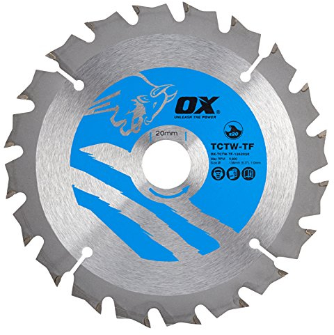 OX Wood Cutting Thin Kerf Circular Saw Blade 136/20mm, 20 Teeth ATB