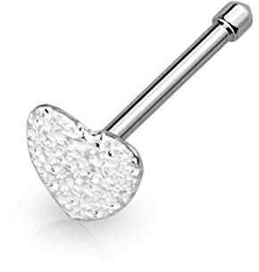 Paula & Fritz® sandgestrahltes Herz Nasen-Piercing Nasenpiercing-s Nose für Nasenfluegel als Nasenschmuck Nasenstecker Nostril Edelstahl Chirurgenstahl 6mm lang Gold roségold Silber