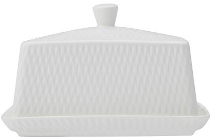 Maxwell & Williams White Basics Diamonds Burriera con coperchio, 16,5 x 11,5 x 11 cm, porcellana