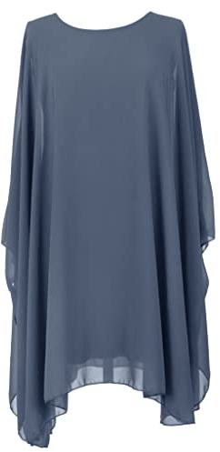 TEXTURE Ladies Womens Italian Lagenlook Batwing Sleeve Flowy Chiffon Kaftan Tunic Top Blouse Dress One Size Plus UK 14-22