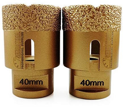 SHDIATOOL Dry Diamond Drill Core Bit 2PK 40mm Hole Saw with M14 Thread for Porcelain Tile Granite Marble