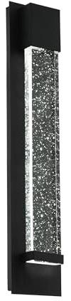 EGLO LED Außen-Wandlampe Villagrazia, 2 flammige Außenleuchte | Wandleuchte aus Alu und Glas, Farbe: Schwarz, Glas: klar mit Lufteinschlüssen, L: 40 cm, IP44