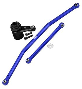 Axial 1/10 RBX10 Ryft 4WD Rock Bouncer AXI03005 Upgrade Parts Aluminum Front Steering Tie Rods + Aluminum 7075 25T Servo Horn With Built-In Spring (2 Positioning Holes) - 6Pc Set Blue