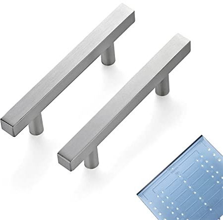 Ravinte 30 Pack 3 Inch Cabinet Pulls Brushed Nickel Sqaure Kitchen Cabinet Handles Silver Cabinet Hardware Stainless Steel Drawer Pulls 5 Inch Overall Length with Mounting Template