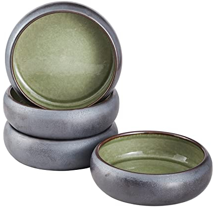 terrace&dragon Dinner Plate, Snack Salad Side Dishes Plate, Glaze, Serving Bowls, Spice Plate Stoneware (16.5 cm, Yellow & Black)
