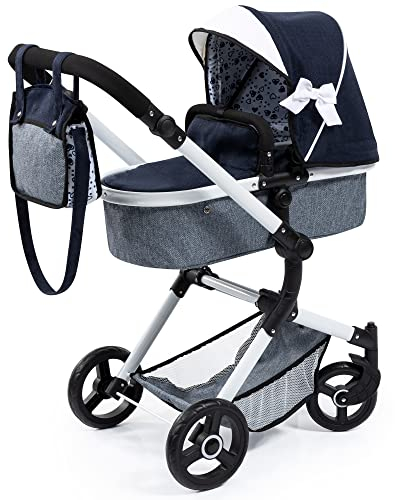 Bayer Design 18481AB Kombi Puppenwagen Neo Vario mit Tasche, Blau, Weiß, 62cm-79cm