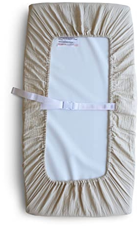 Mushie skötbäddsskydd Extra mjuk | Standard skötskydd storlek 72x48x13cm | Elastiska kanter - 100% bomull (Fog)