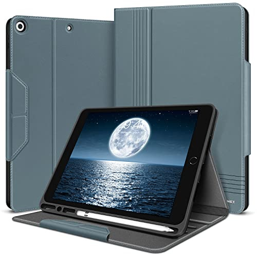 H HOLIMET Hülle kompatibel mit iPad 9./8./7. Generation (2021/2020/2019 iPad 10.2) mit Stifthalter, Smart Folio Weiche TPU Schutzhülle mit Auto Sleep/Wake und Standfunktion - Blau