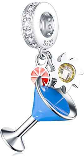Charms de tasse de boisson de ete pour collier/bracelet européen, charm tasse de café en or rose en argent sterling 925, pendentif de coupe de cocktail, cône de crème glacée, cadeaux pour femme/homme