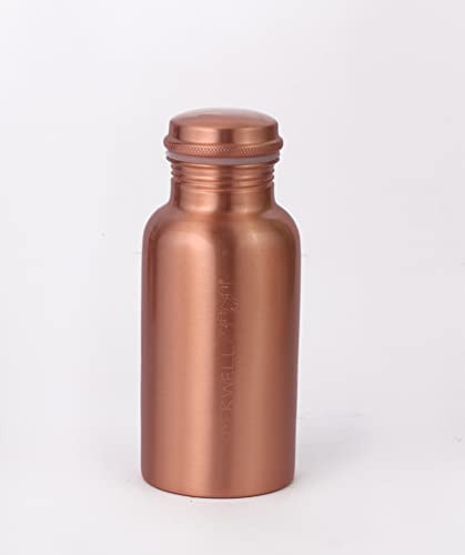 BUYERWELL Bouteille d'eau 100 % cuivre pur de 500 ml avec couvercle – Récipient ayurvédique – Récipient à eau en cuivre – Petite – Anti-fuite – Finition mate sans couture