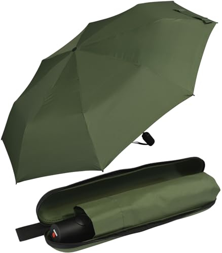 Knirps Regenschirm Taschenschirm mit Auf-Zu-Automatik im Case - Olive