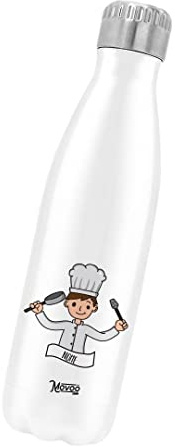 Borraccia Termica Bottiglia Termica Acciaio Inox 500ml Bottiglia Termica Made in Italy Ecologica Thermos 24 Ore Freddo & 12 h Caldo - Personalizzata con nome - Chef Uomo