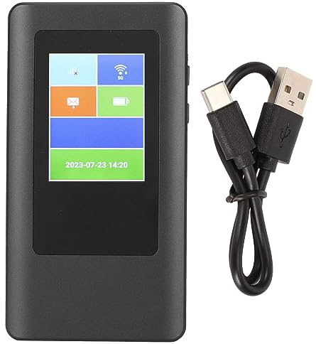 Punto de Acceso Móvil WiFi Portátil 5G LTE para Viajes, Enrutador WiFi Móvil con Pantalla LCD TFT MIPI de 2,4 Pulgadas, Punto de Acceso Móvil 5G de Doble Banda Compatible con 16